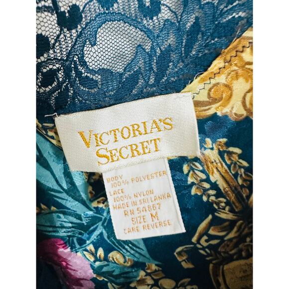 VTG 90s Victoria’s Secret Chemise Slip Dress Floral Satin Size M Sexy Lingerie - Picture 5 of 6